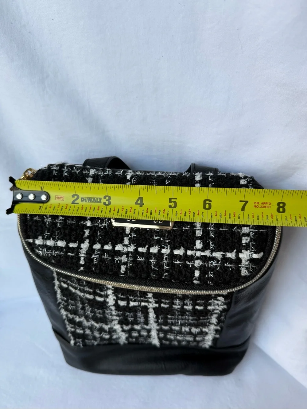 Itzy Ritzy Black & White Plaid Backpack Diaper Bag Polyurethane Inner Pockets